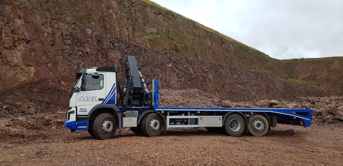 MSL_Scotland's tweet photo. MSL have recently added this Volvo HIAB lorry to their range of fleet. This vehicle has a 13.5 tonne playload with 8.25m body length & is available for hire along with our drivers & plant operators who are all CPCS qualified. For more info contact us on 01236 795889 #MSLServices https://t.co/1OgW62sI9e
