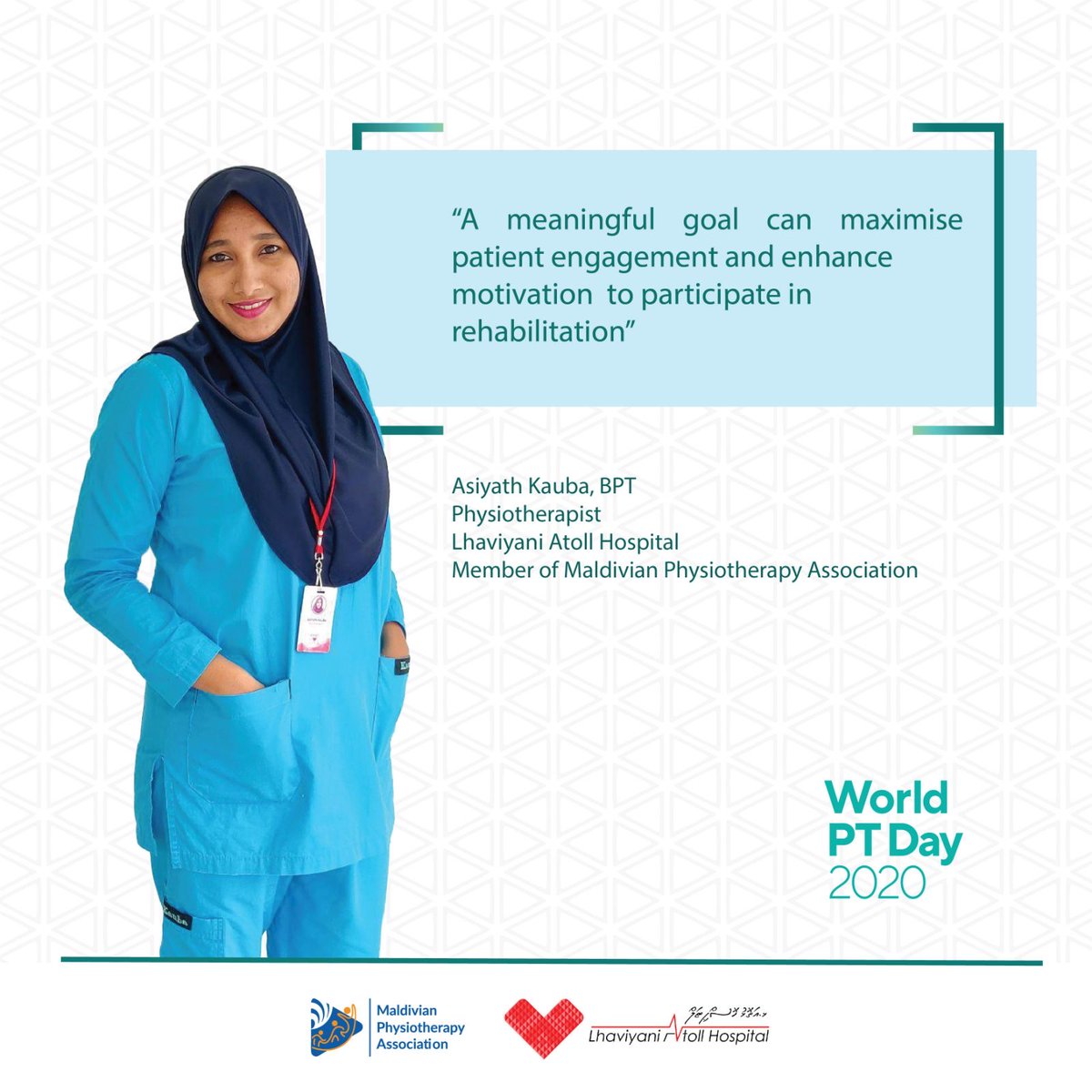 maldivianphysio's tweet photo. Dropping few inspirational quotes from our members and associate members on the occasion of World Physiotherapy Day. 
#WorldPTDay2020 #COVIDー19 #rehabilitation https://t.co/C9cAK0BxrU
