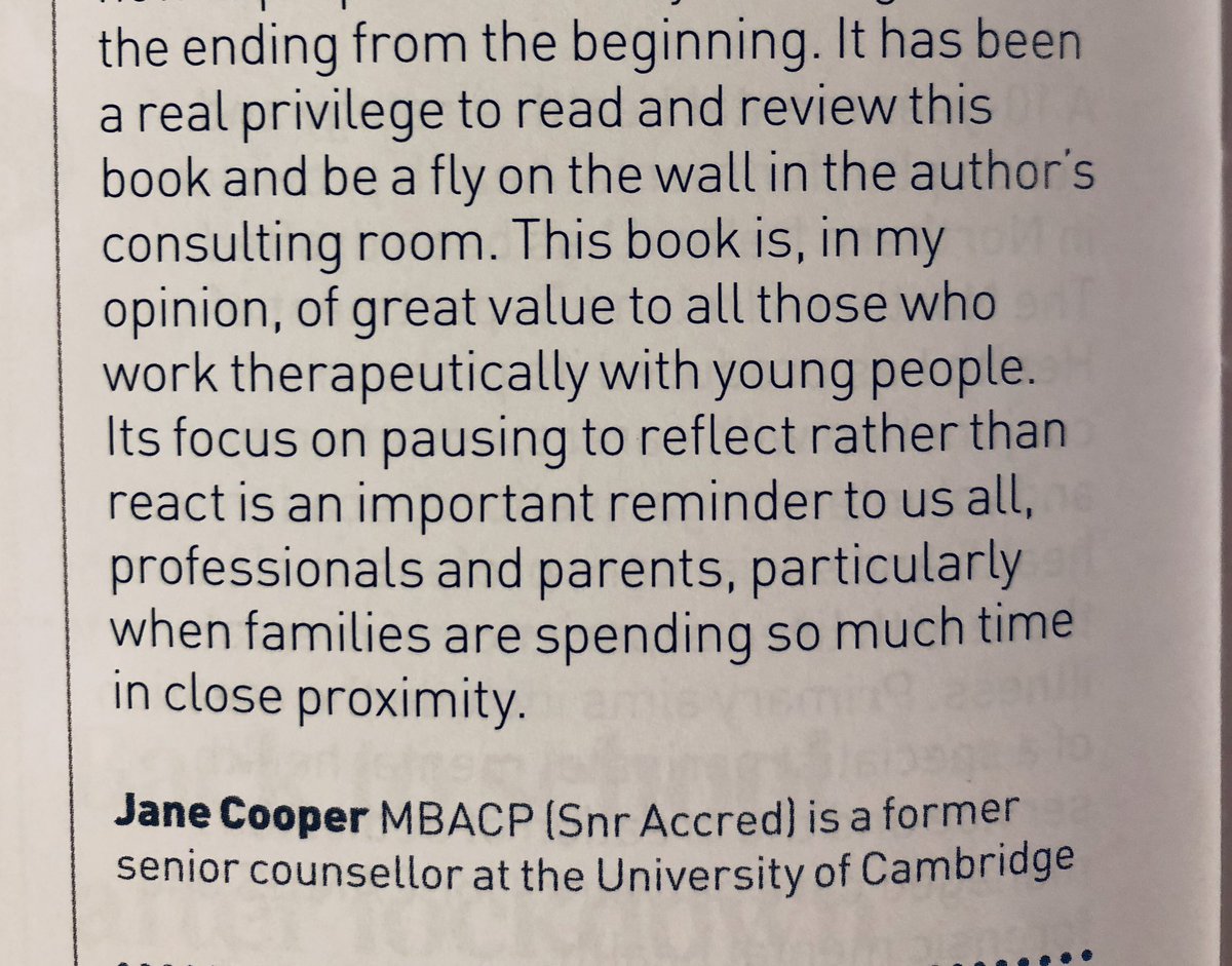 jeanine_connor's tweet photo. I feel honoured that my words about reflecting with young people rather than reacting are being read and valued 🙏 Here’s some snippets from one review #TherapistsConnect #routledge #therapybook #bookreviews https://t.co/qu1Pj7Qatv