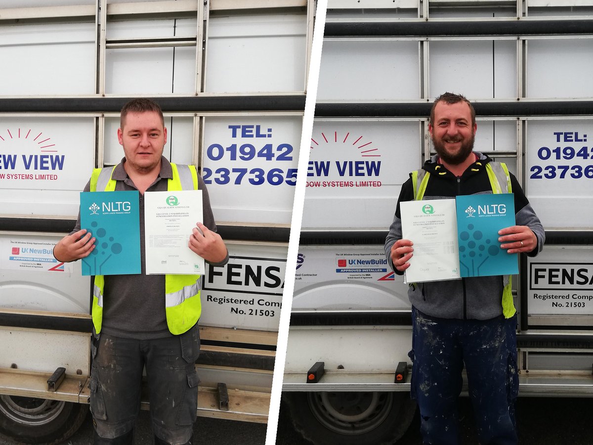 north_lancs's tweet photo. Congratulations to Jordan and Gareth of New View Window Systems, #Wigan, for completing their Level 2 #Diploma in Fenestration Installation with NLTG Tutor Paul Fairhurst. They can now apply for their #CSCS Installers cards. Well done both!

#NLTG #NLTGSuccess #Windows #CSCSCard https://t.co/QAywFX3YFX