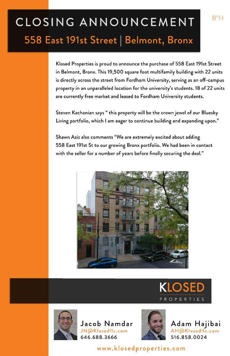 KlosedLLC's tweet photo. Closing Announcement - 558 East 191th Street, Bronx, NY  https://t.co/xk6y4RO0oq https://t.co/svVVKMSaJF