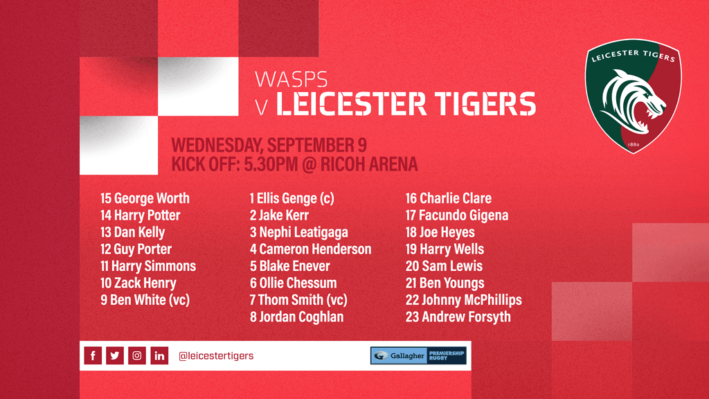 Murray_Kinsella's tweet photo. Ireland U20 centre Dan Kelly and former Leinster/Munster back row Jordan Coghlan start for Leicester against Wasps tomorrow.

Ex-Ulster out-half Johnny McPhillips is on the bench. 

#IrishAbroad https://t.co/oZjIk91QzG
