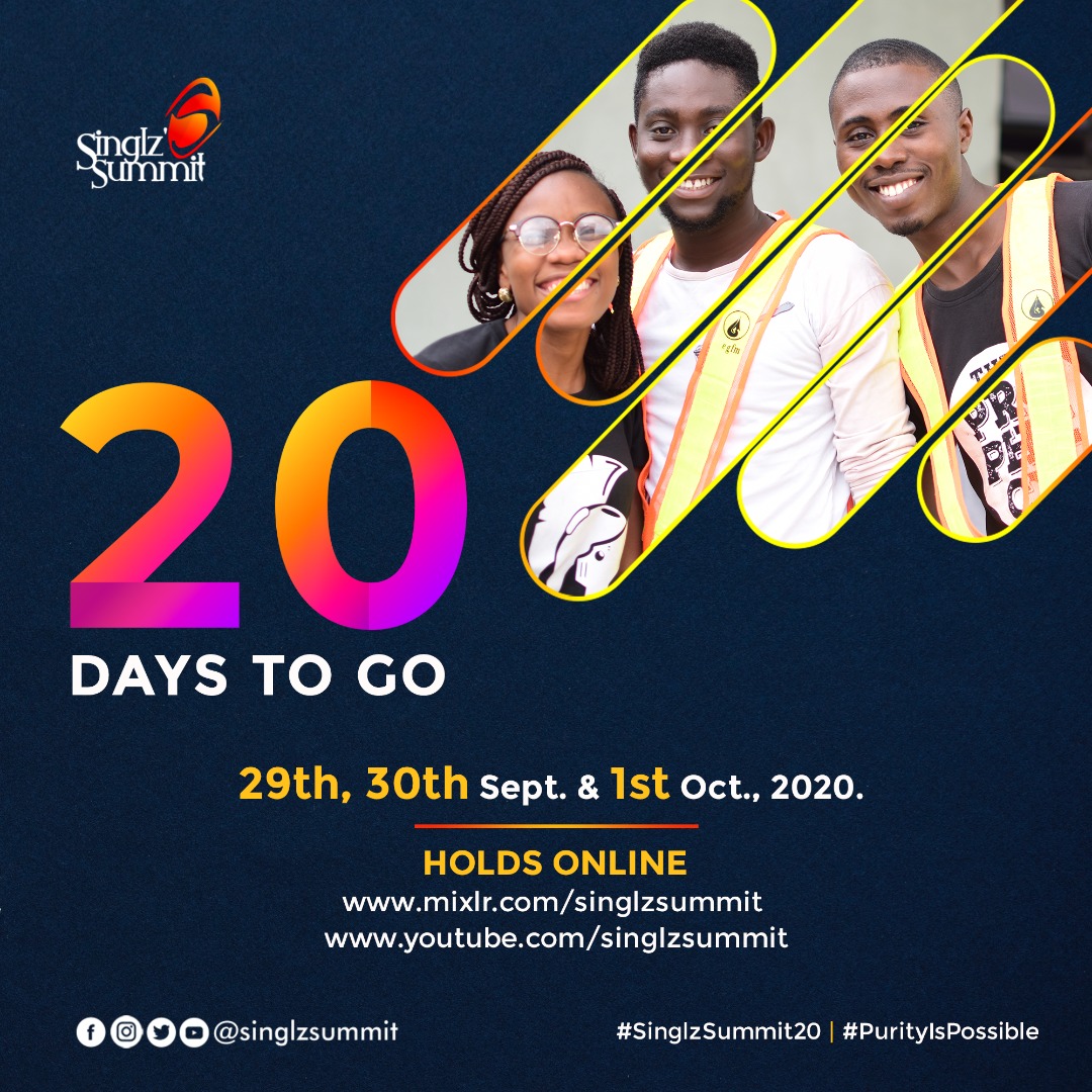 SinglzSummit's tweet photo. Are you getting ready? Is your expectation building up? God's promise to visit this generation of youths is at hand, and our hearts are wide open and eager to receive Him.
#PowerOfPurity
#SinglzSummit20 https://t.co/avl9bjgh0B