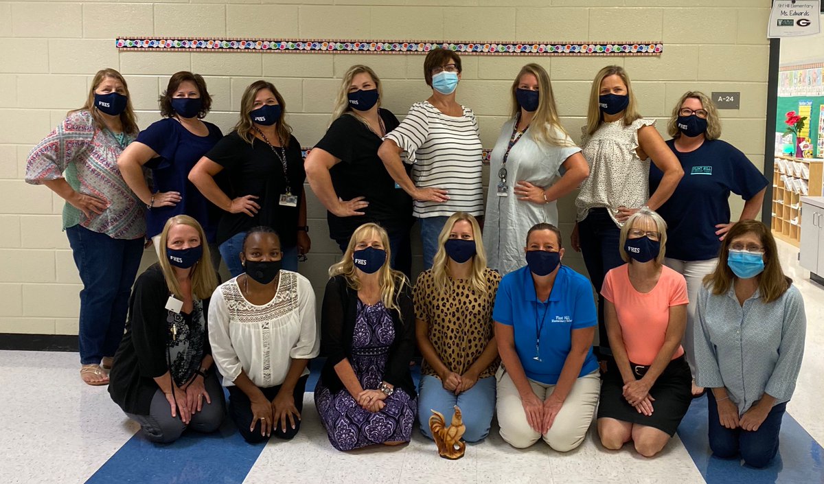 DenaAstin's tweet photo. The kindergarten team at Flint Hill Elementary is ready for the first day of school! #FHESWolfpack #NCSSbethebest https://t.co/TDlMRe9n0Y