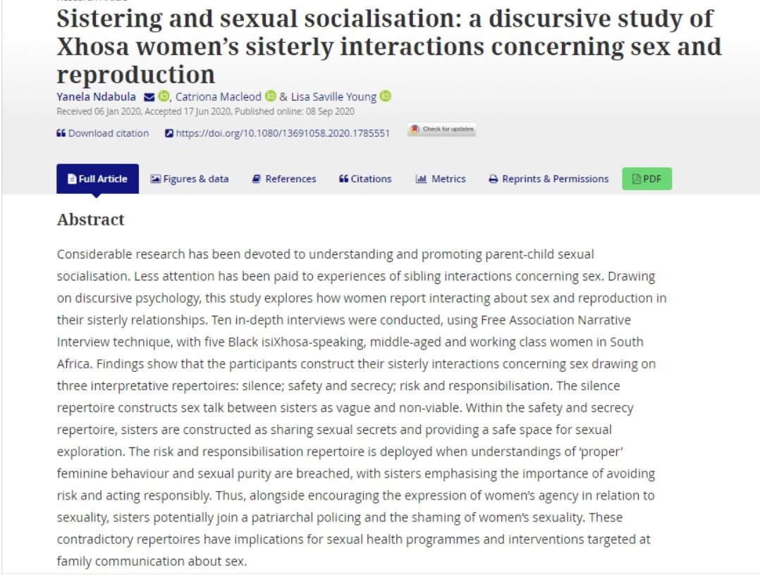Congratulations to Yanela Ndabula, Catriona MacLeod &amp; Lisa Saville Young on your latest publication. This article is based on Yanela's masters research and an excellent contribution to the South African research Landscape. You can access the article: lm.facebook.com/l.php?u=https%…