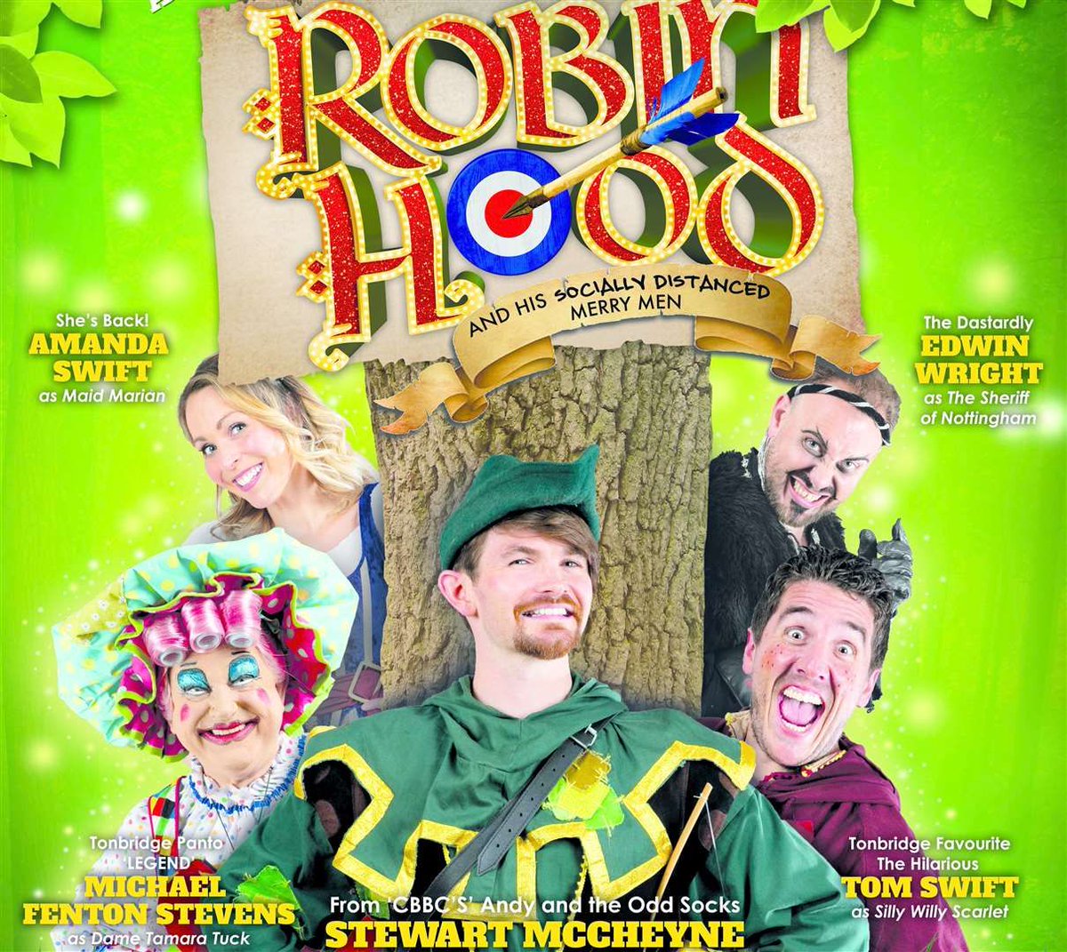 AngelaFCole's tweet photo. This must be the first ever panto featuring the Socially Distanced Merry Men. History in the making this Christmas in #Tonbridge https://t.co/t1O0uchRNo @emftheatre 🎄 ✨ 🎭 https://t.co/XgRLqeM2Bv