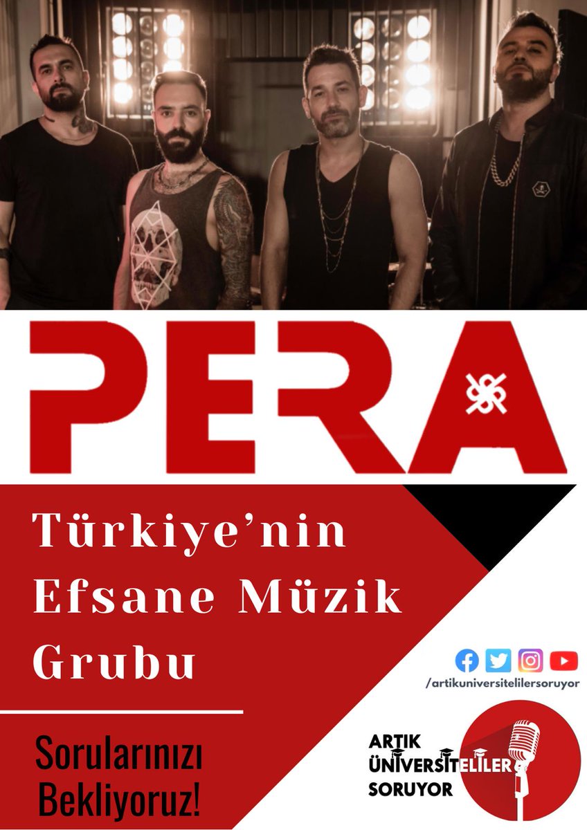 Artık Üniversiteliler Soruyor (@artikunisoruyor) on Twitter photo Bir sonraki konuğumuz Ünlü <a href="/peraband/">PERA</a> gurubu siz değerli takipçilerimizin sorularını bekliyoruz...
<a href="/peraband/">PERA</a> Bir sonraki konuğumuz Ünlü <a href="/peraband/">PERA</a> gurubu siz değerli takipçilerimizin sorularını bekliyoruz...
<a href="/peraband/">PERA</a>
