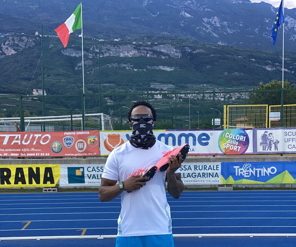 AkaniSimbine's tweet photo. Ciao Rovereto 🇮🇹 •
•
•Practice is over. Time to fight for real. #100m #sprint #italy #trackandfield #athletics #adidasrunning #richardmille #mercedesbenz #avanti #visa https://t.co/issoXEfgML