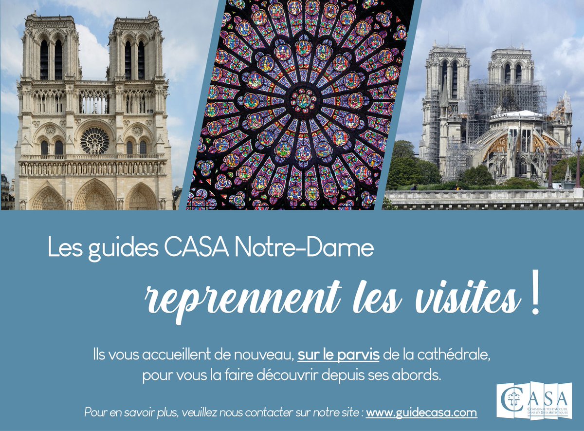GuidesCASA's tweet photo. Reprise des visites des guides CASA Notre-Dame de Paris ! #NotreDame #guidescasa https://t.co/J8W0AJHhqk