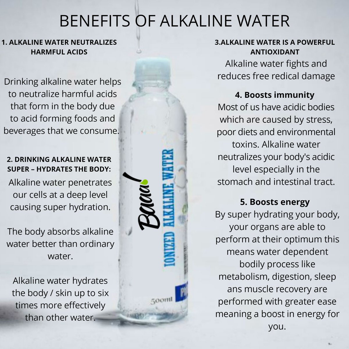 Baaa_Health's tweet photo. We are soooo excited to introduce a newbie to our range. Welcome Alkaline water :).
We are taking orders! Call or WhatsApp 0614210899 to place your order.
#alkalinewater #alkalinediet #alkaline #baaa #baaahealth #bsb #healthylifestyle #water https://t.co/D8J8biJno8