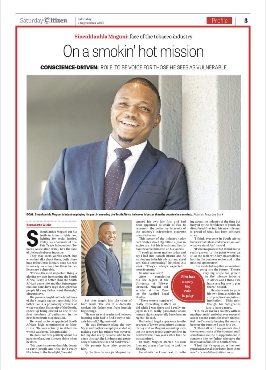 A great piece on <a href="/fita_sa/">FITA</a> Chairperson <a href="/SinenMnguni/">Sinenhlanhla Mnguni</a> in the <a href="/TheCitizen_News/">The Citizen News</a>