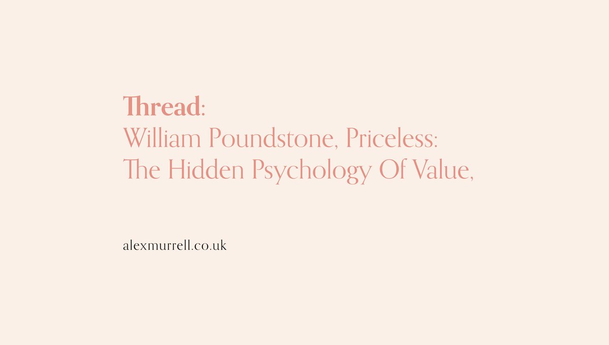 In his book Priceless, William Poundstone describes coherent arbitrariness; the theory that people don’t judge prices in absolute terms but relative to their context.The book goes on to explain the many ways that our perceptions of value are not fixed. Here’s 7. Thread 
