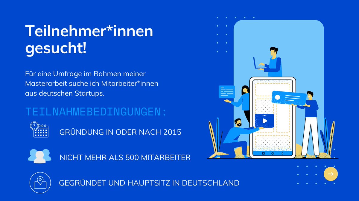 #PleaseRetweet: Im Rahmen meiner #Masterarbeit suche ich nach Mitarbeiter*innen deutscher #Startups, die sich kurz Zeit für meine Umfrage nehmen:
soscisurvey.de/startupCEO/ 📢 #pleaseshare #germanstartups #masterthesis #participantswanted