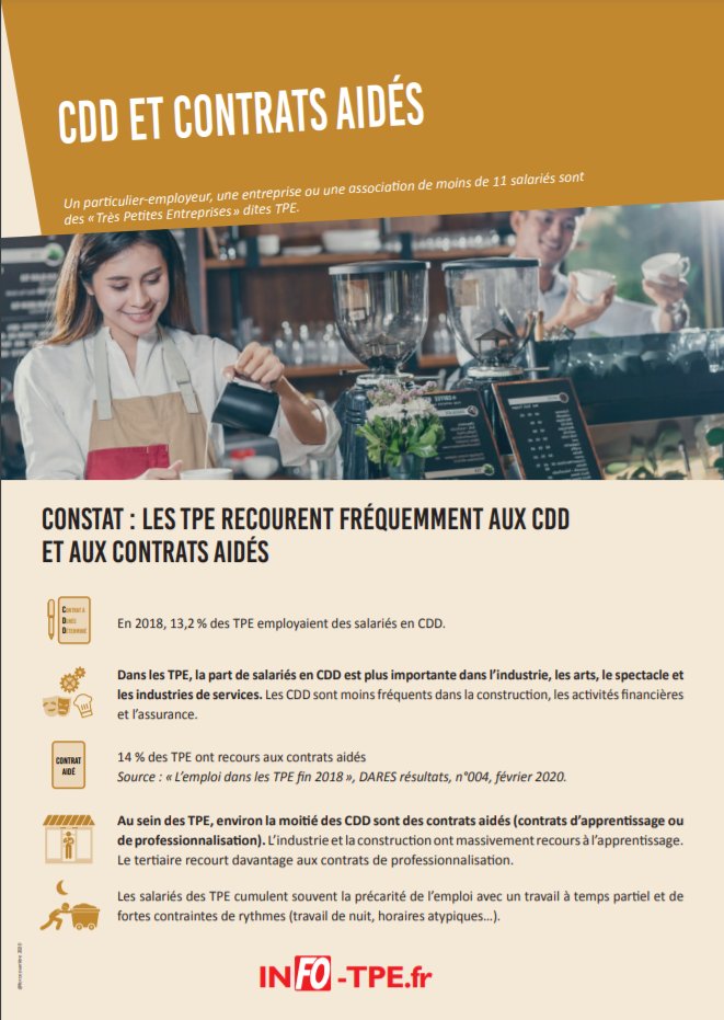 force_ouvriere's tweet photo. #CDD & #ContratsAides ds les TPE.
Les #TPE recourent fréquemment aux CDD & aux contrats aidés.
FO revendique de privilégier le CDI, notamment en mettant en place un véritable bonus-malus pr les #entreprises recourant abusivement aux contrats précaires.
>> https://t.co/I1ZDqyIM4Z https://t.co/F6zcspdk0z