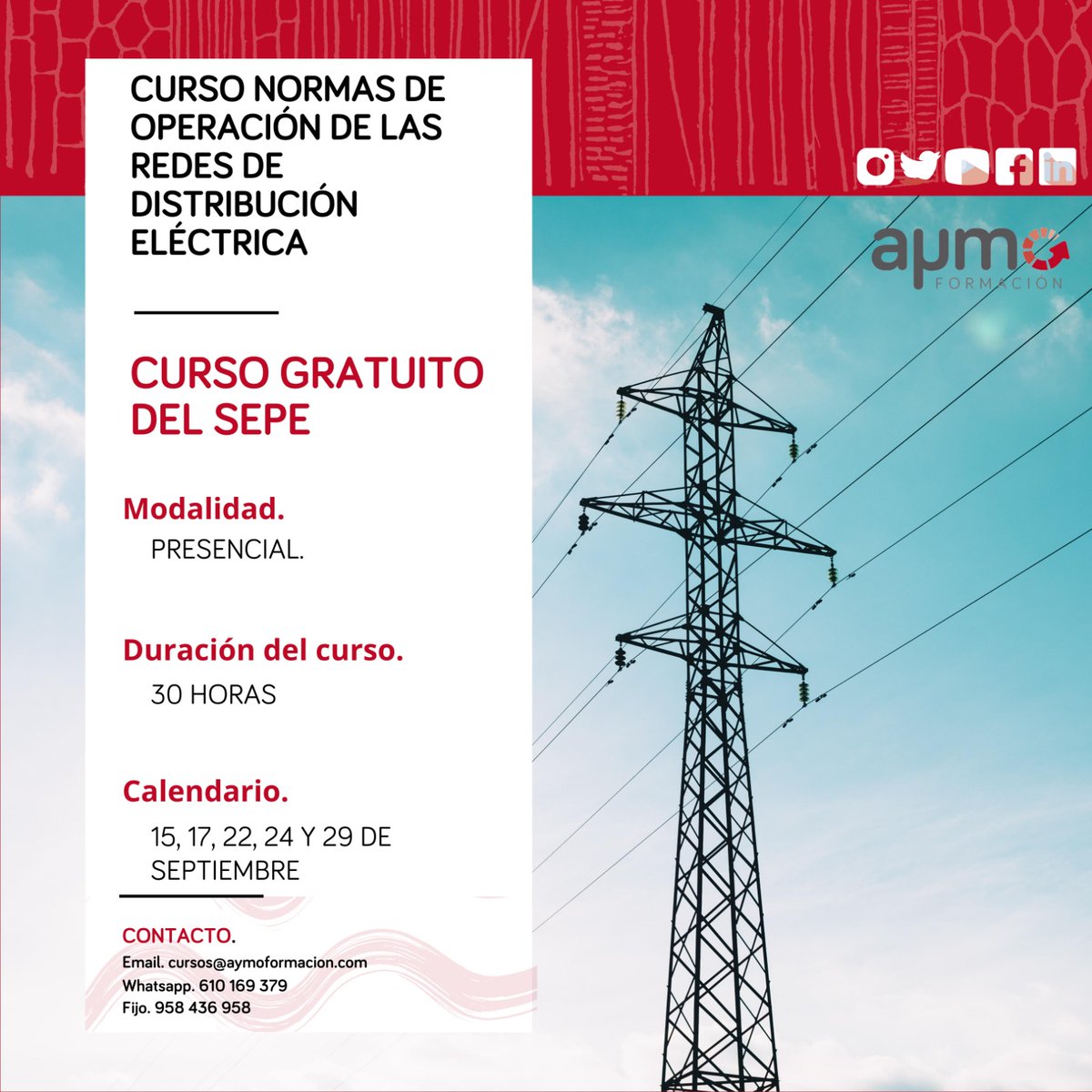 AyMoFormacion's tweet photo. CURSO GRATUITO A TRAVÉS DEL #SEPE💡💡

¡Últimas plazas!

#aymoformacion #formacion #cursos #FelizMartes https://t.co/pUNG3l7hnf