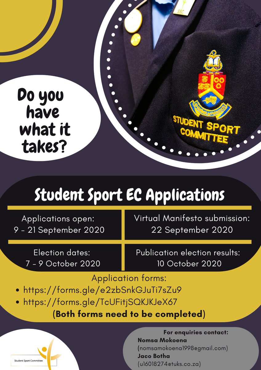 UPStudentSport's tweet photo. Application for Student Sport Executive Committee open tomorrow 💯💯!!
Be sure to apply. No exceptions on the eligibility requirements will be made https://t.co/03ApN6WT25