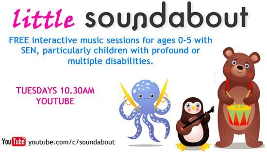 SoundaboutUK's tweet photo. Join us at 10.30am on YouTube for Little Soundabout, a #FREE interactive music-making session for pre-schoolers with #SEN including #PMLD and #SLD https://t.co/flqj1PpHyP
#TinyVoiceTuesdayUnites #EduTwitter #SpecialNeeds #SensoryPlay #SENactivities #Inclusive #Autism #ASD https://t.co/Dylsw6pKNt