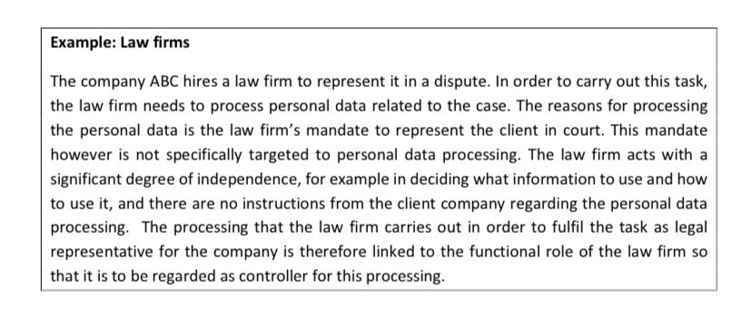 eduardblasi's tweet photo. Según el @EU_EDPB, un despacho de #abogados que representa a un cliente en un litigio (ante los tribunales) es responsable del tratamiento https://t.co/1uVmCiT5Tx