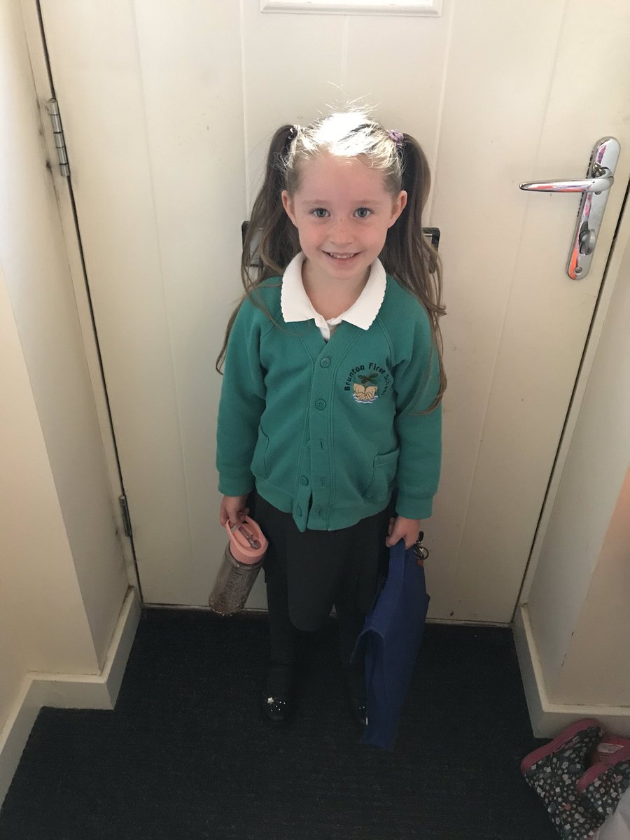 MrsArcticride's tweet photo. First day of year 2 today for Islay ❤️ she’s excited and so are we!! @TinyLivesTrust #expremmie #33weeker @Bruntonfirst #year2herewecome ❤️❤️❤️ https://t.co/M9UhQ3sU0e