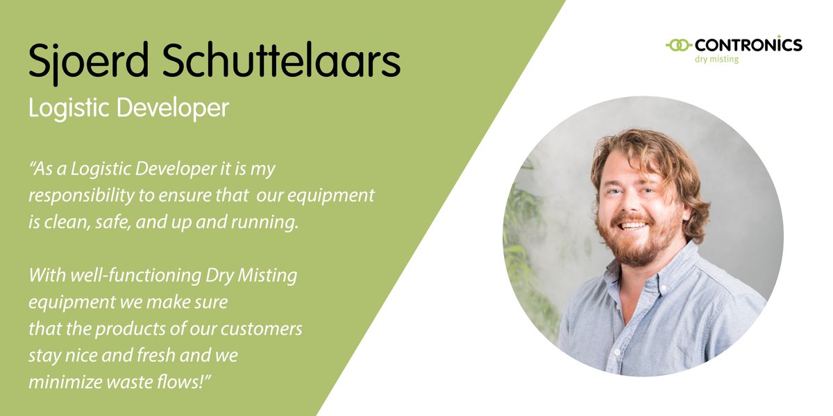 ContronicsNL's tweet photo. Meet Contronics!
We owe our succes to a team of hard-working #masterminds. Every other week we will introduce you to one of our valuable team members. With this week our Logistical Developer: Sjoerd Schuttelaars
#drymisting #foodwaste #zerowaste #dreamteam https://t.co/DL3Vukh49X