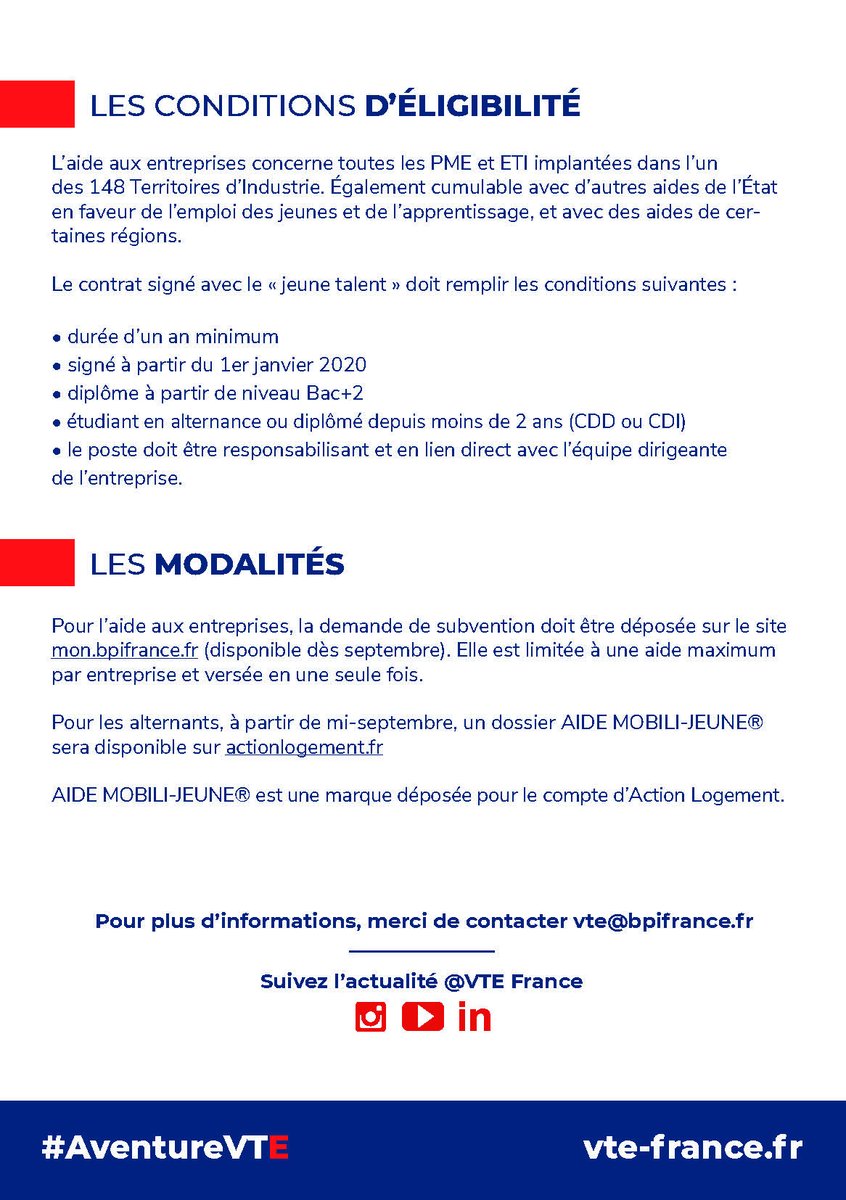 CCHauteComte's tweet photo. Notre territoire, qui se trouve entièrement en Territoire d'industrie, est éligible à un nouveau dispositif national : le VTE.
PME, jeunes diplômés, étudiants en alternance, toutes les infos sur notre site ⤵️
https://t.co/nPiWH19D37 https://t.co/fYJtNvDqR3