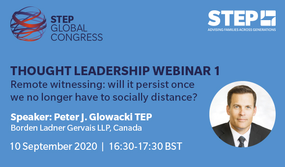 STEPSociety's tweet photo. Peter J. Glowacki TEP will be speaking at this week’s #STEPThoughtLeadership webinar on 10 Sep – have you booked yet? #STEPWebinar https://t.co/FFPeSr6Dkj https://t.co/9nFEM4j0Ew