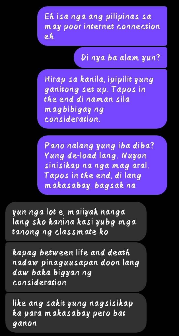 __chronosaurus's tweet photo. 2nd day palang ng online class nila pero ganito na? Feel bad for them. Ok pinagpipilitan niyo yung ganitong set up ng learning. Pero sana naman kahit papano magbigay kayo ng considerations. Not everyone is privileged, okay?

#AcademicFreezeNOW https://t.co/7upCkZe5VV