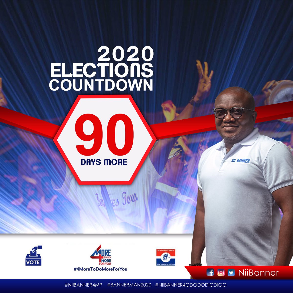 NiiBanner's tweet photo. 90 days more to go.
#VoteNiiBanner4Parliament
#Odododiodioo4NiiBanner
#4MoreToDoMoreForYou https://t.co/bQHz7XVnOK