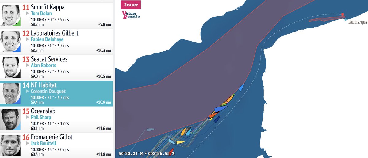 Belle remontée de NF Habitat cette nuit sur @LaSolitaire_51e qui pointe à la 14è place ce matin...
Il reste encore 60 milles à parcourir jusqu'à Dunkerque 
Arrivée prévue ce soir vers 18/19h.
A suivre encore sur lasolitaire.geovoile.com/2020/tracker/
#TeamNFHabitat