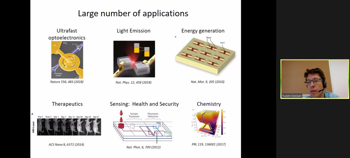 AEBIN5's tweet photo. Potential applications of plasmonic resonances nicely described by Rubén Esteban from @NanophotS

#photochem2020 of @AEBIN5 https://t.co/BGzUPnE565
