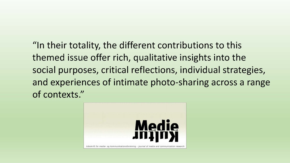 In the spring, MedieKultur published a special issue on #intimacy and visual communication in social media edited by <a href="/amthorhauge/">anne mette thorhauge</a> and <a href="/JakobDemant/">Jakob Demant</a>. Read the special issue here: tidsskrift.dk/mediekultur/is…