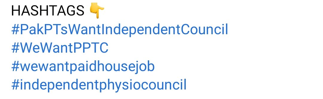 Rehabence's tweet photo. Dear Seniors and juniors π
Today we will start trend on Twitter at 6:00PM till 12 PM for the independent Physical Therapy Council #PPTC and PTs autonomy in Pakistan.
It is requested to everyone to join us in this campaign.
HASHTAGS π
#PakPTsWantIndependentCouncil
#WeWantPPTC https://t.co/jzt6NbKKRh
