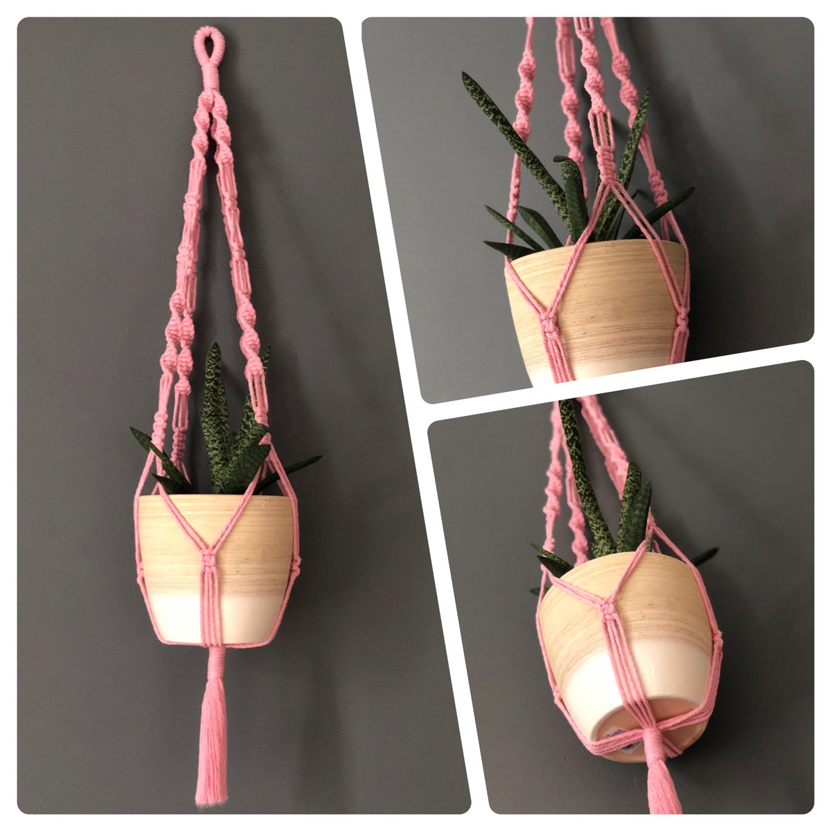 ONE OFF SPECIAL!!!!

*PINK PLANT HANGER*

*£15 with FREE P&amp;P*

Great for a summerhouse or nursery!!! Plant pot not included.

FIRST PERSON TO COMMENT GETS IT!

#macrame
#homedecor
#design
#planthangers
#wallhangings
#bunting
#knots
#smallbusiness