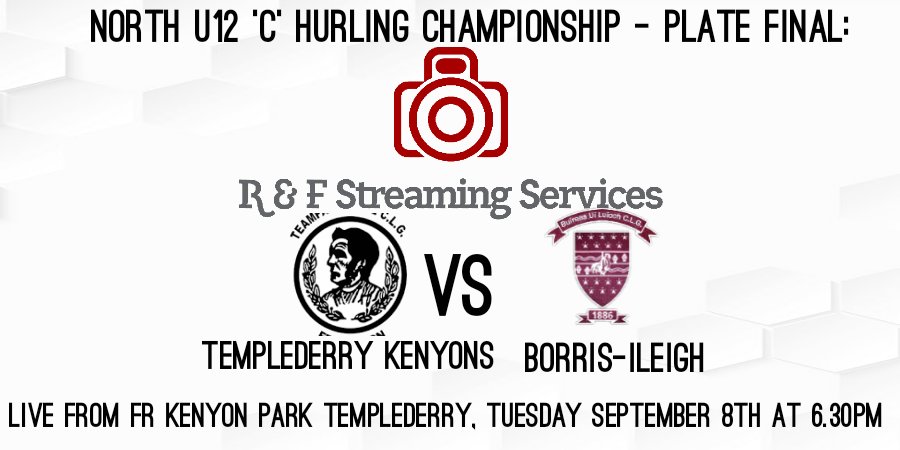rf_streaming's tweet photo. On duty again tonight in @tdkenyonsgaa as they take on @Borris_GAA in the @NorthTippGAA  U12 'C' Hurling Championship Plate Final 🎥🎙️

Best of luck to both clubs 👏🏻

#NorthTippU12C #rfstreaming #hurling https://t.co/G5TFtcOdRc