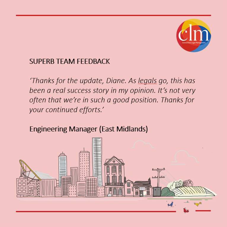 clmltd's tweet photo. Always lovely to receive such positive team feedback! @distevenson #SimplifyingLandRights
#legals #consents #projects #civils #utilities #gas #electricity #infrastructure https://t.co/9JqriTYY7q