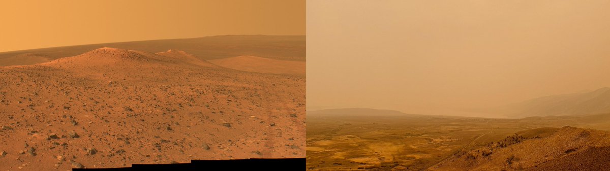 redditSpaceView's tweet photo. One is #Mars, the other is California today https://t.co/RH3r1cFPde