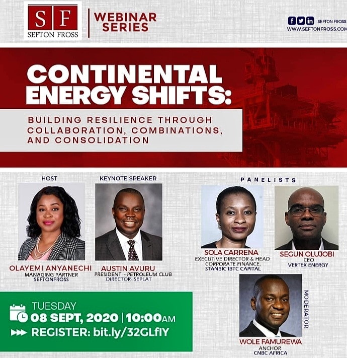 YemiAnyanechi's tweet photo. Our webinar themed “Continental Energy Shifts: building resilience through business collaborations, combinations, and consolidation” starts in 15 mins by 10AM. 
Register go attend https://t.co/rzbqSmkVf2
#morning #goodmorning #webinar #oilandgasindustry #energy #seftonfross https://t.co/CjelvGSZw7