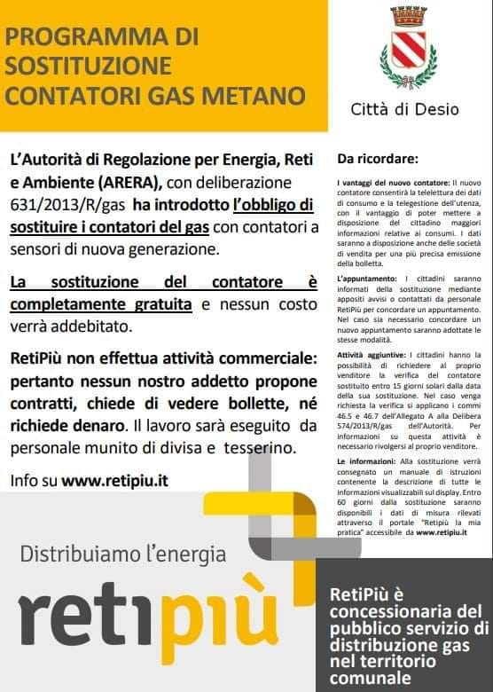 RetiPiu_'s tweet photo. Da questa settimana @RetiPiu_ ,concessionaria del pubblico servizio di distribuzione gas in città, parte con la campagna di sostituzione massiva #contatori #gas nel Comune di #Desio @comunedidesio 
 
Qui i dettagli https://t.co/Qsv396nZUS