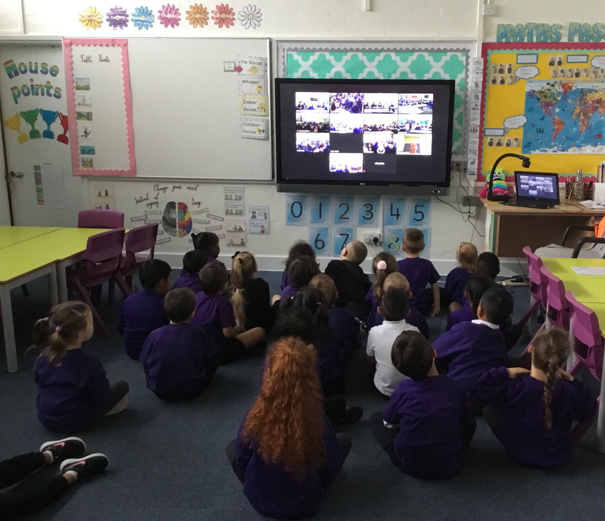 RamridgePrimary's tweet photo. Yesterday we had our first experience of a whole school zoom assembly! We had a lovely discussion all about new beginnings and the changes that have happened across the school! #zoomassembly https://t.co/8v3DRkuLOF
