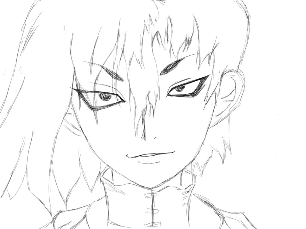 ジーン ゲーム実況鍼灸師 100日イラストチャレンジ 43日目 下書き ドクターストーン 朝霧ゲン イラスト イラスト好きさんと繋がりたい イラスト初心者 イラスト練習