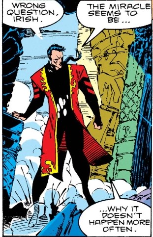 The scene isn’t devoid of conflict: Ororo, as leader, has a responsibility to bring Forge back in-line, one that might compete with her love for him. The planet is cold, and without Forge’s tech, they’ll freeze, thus adding a ticking clock element. 4/9