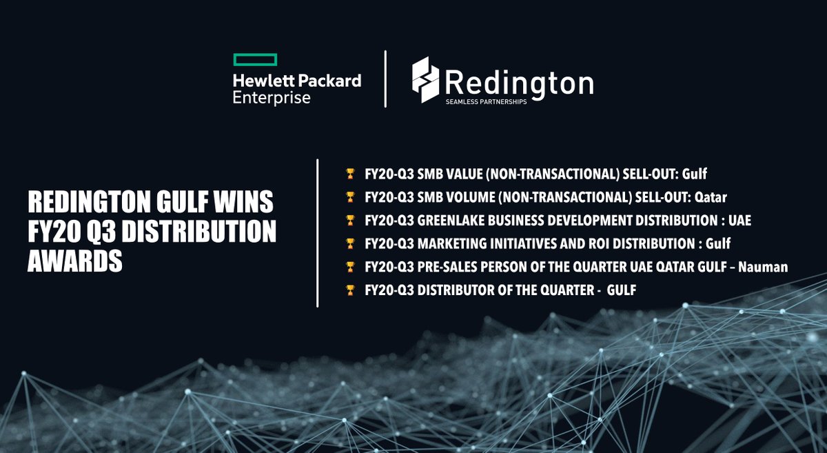 RedingtonValue's tweet photo. We are delighted to announce that Redington Gulf wins FY20 Q3 Distribution Awards
Congratulations to the team!
.
.
.
#award #redingtonvalue #distributor #distributionawards #Hpe #redingtongulf @HPE https://t.co/lPrwTT44E0