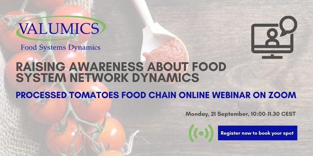ValumicsH2020's tweet photo. VALUMICS partner @esFIAB invites you to join the 📢discussion on the tomato food value chain 🍅🥫
Register here to join 👉https://t.co/fY6FuGHC5E
🗓️ Monday 21 September 10-11.30 CEST https://t.co/4KFupbkQKR