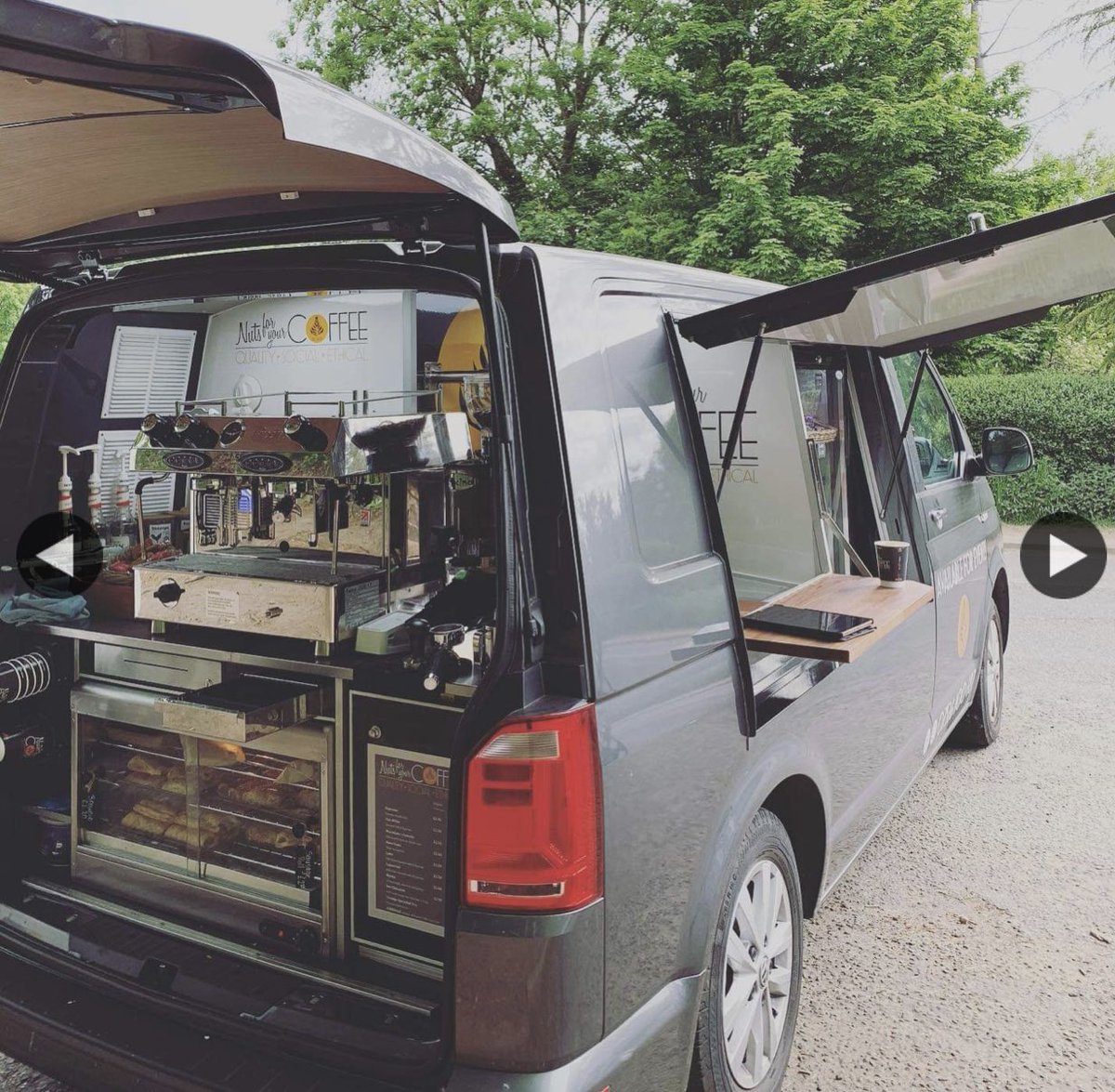 DebbieMWriter's tweet photo. Forget the ice cream van - this guy has the right idea! A coffee round is rather appealing right now.  Wonder if he has a chime? 🤔#amwriting #writing #writingtips #writingcommmunity #CoffeeLover #coffeetime https://t.co/RRdp1LYyLP