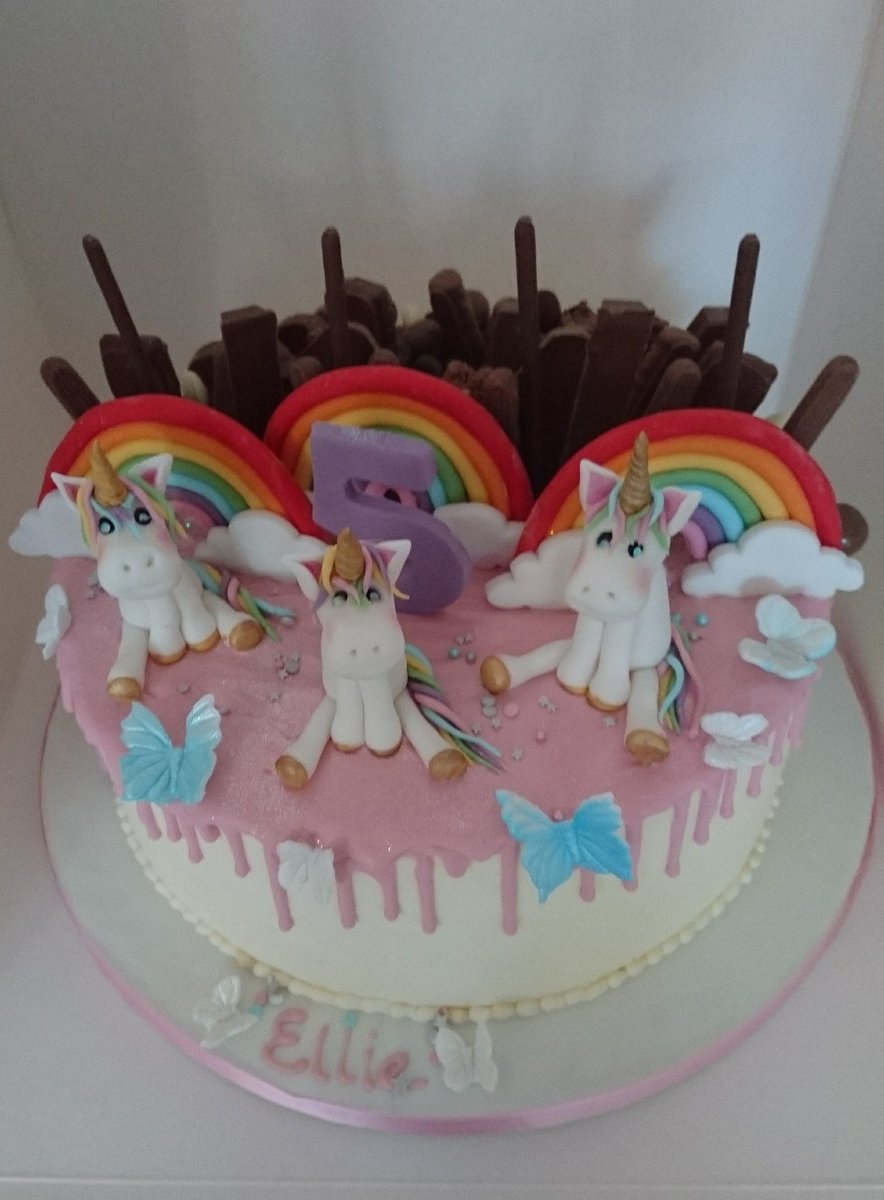 Denascakes's tweet photo. Duo celebration cake,  chocolate versus rainbows,unicorns and butterflies #dripcake #bespoke #cakedecorating https://t.co/JG42K8TcL6 https://t.co/ocF0AxQFoQ