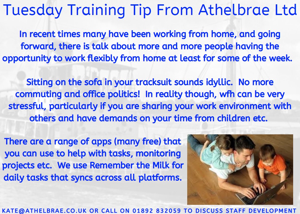 AthelbraeLtd's tweet photo. #TuesTrainingTip 
#WorkingFromHome
#WFH
#WorkingFlexibly 
#Work

Details of some of the most popular management apps can be found here: 
https://t.co/1GFwtvwXHE https://t.co/A6yUD04RjV