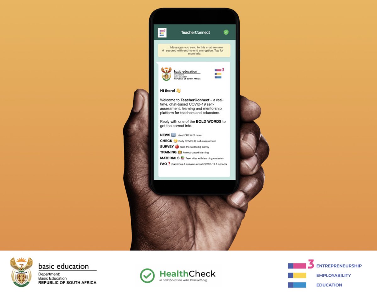 gustavp's tweet photo. So proud to be launching DBE TeacherConnect today to support South African learners and teachers. Amazing team at   @DBE_SA @praekeltorg @turn_io #TeacherConnect #BackToSchoolSA https://t.co/bkhYmnMnen