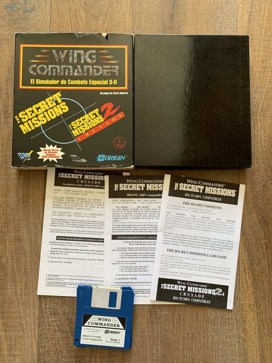 The Spanish boxes of Wing Commander for  @banditloaf.Not necessarily all there are ;)If you need detailed pictures, let me know. Let's start with WC1 and Secret Missions 1+2