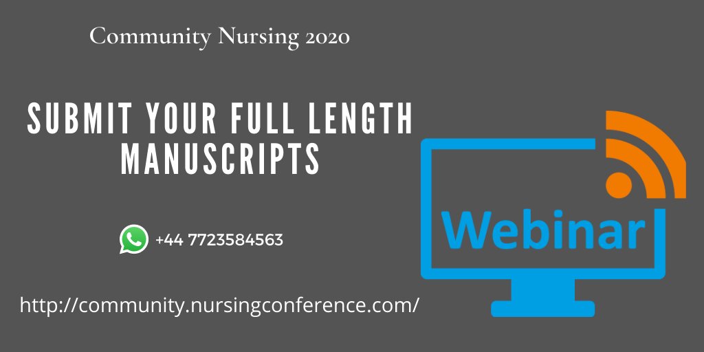 CommunityNurse1's tweet photo. #Register for #CommunityNursing2020 #Webinar and #SubmitAbstract for the Webinar.
#Nursing #Healthcare #ClinicalNursing #Gynecology #ObstetricsNursing #FamilyNursing #NursingResearch
For more visit:
WhatsApp: +44 7723584563 https://t.co/0QOIMKiApm