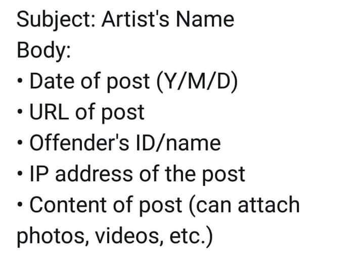 haetenmy's tweet photo. Formato correcto para enviar emails de protección a artistas de SM:

Los emails deben enviarse al correo: protect@smtown.com

(Difamasiones, ataques personales, sasaengs, amenazas)
Jungwoo Taeyong  NCT https://t.co/X55FjU4Ich